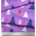 thumbnail image 3 of Soimoi Purple Moss Georgette Fabric Christmas Tree Print Sewing Fabric Yard 42 Inch Wide, 3 of 3