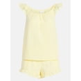 thumbnail image 6 of Joyspun Women's Seersucker Sleep Cami and Shorts Set with Ruffle, 2-Piece, Sizes XS-3X, 6 of 6