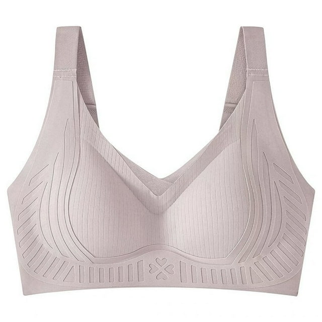 DPTALR Women Solid Color Droop-proof Steel Ring-free Seamless Top-up Adjustable Underwear Daily Bra