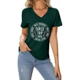 thumbnail image 2 of NinXxx Women's Valentine Heart Print Round Neck Short Sleeve Dark Green XL, 2 of 4