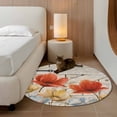thumbnail image 2 of Small Round Rug 3Ft Washable Non-Slip, Retro Floral Circle Area Rugs for Living Room Bedroom, Red Yellow Tulips Barm Doors Farmhouse Wooden Indoor Floor Mats Carpet Runner for Home Decor, 2 of 8