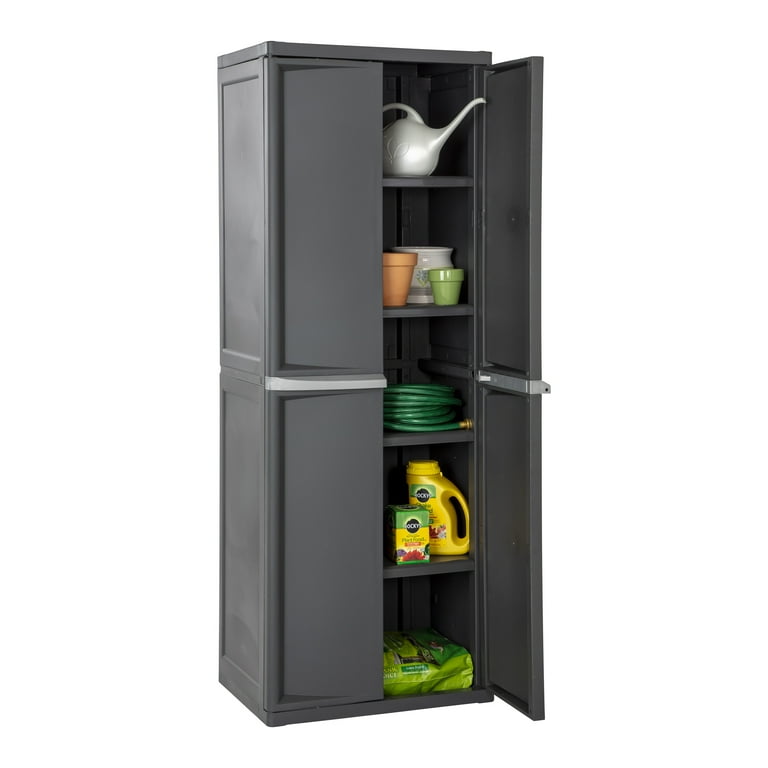 Sterilite 4 Shelf Cabinet Plastic Flat Gray
