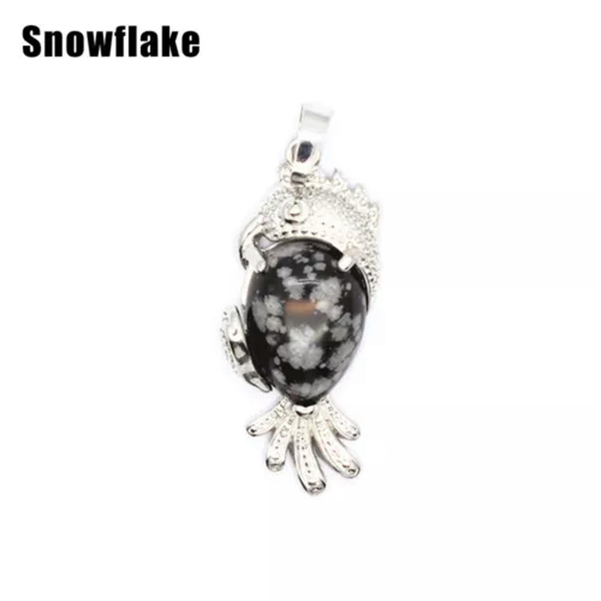 HOOUN Chakra Stone Quartz Natural Crystal Parrot Bird Pendant for Necklace Jewelry New-Snowflake