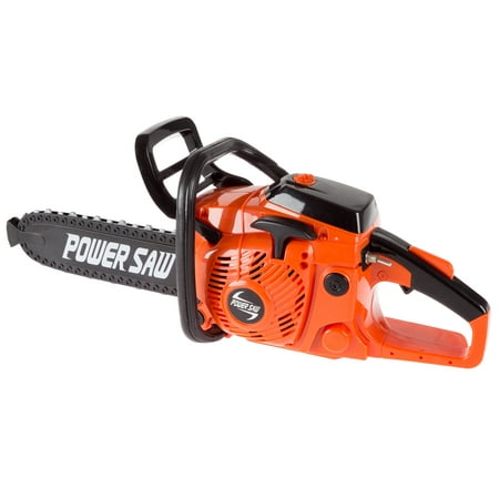 Toy Chainsaw for Boys and Girls- Outdoor Power Tool for Pretend Play-Battery Powered with Pull Cord, Rotating Chain and Realistic Sounds by Hey!