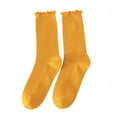 thumbnail image 1 of enjoywould 1 Paire de Chaussettes Thermiques Côtelées Style Japonais Printemps Automne Femmes Manchettes à Volants Mi-Mollet, 1 of 6