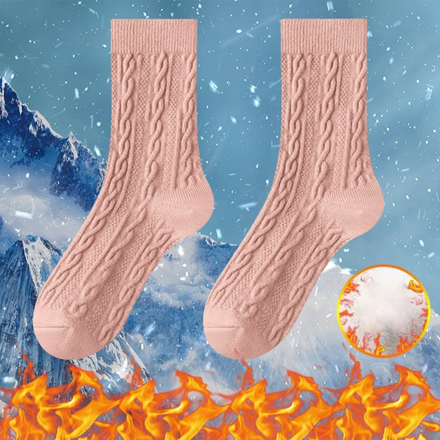 Chaussettes à Moins de 5$ Chaussettes Épaisses Roses Chaussettes Mi-Mollet pour Enfants en Automne et Hiver Chaussettes en Coton Solides Chaussettes Épaisses en Coton pour Femmes en Hiver