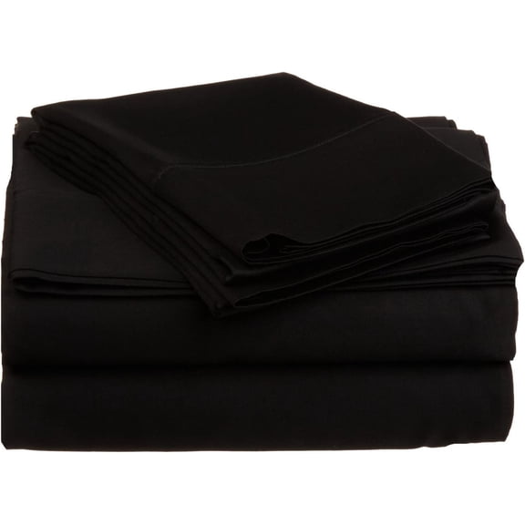 Egyptian Cotton Full Sleeper Sofa Bed Sheet Set 400 Thread Count 54"x72"x6" Black Solid