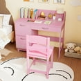 thumbnail image 2 of Gymax Kids Study Desk & Chair Set w/Chair 2 Storage Cabinets Drawer 4 Book Sorters, 2 of 10