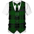 thumbnail image 1 of Xcmzpl T-Shirts Graphiques Grande Taille pour Hommes Col Rond Manches Courtes T-Shirt de Smoking Décontracté à Carreaux Color Block Cadeaux Fête des Pères Anniversaire, 1 of 4