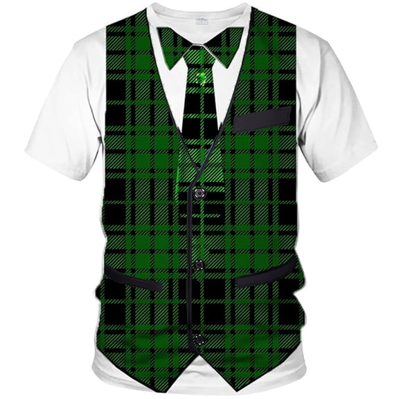 DAFPZW Men's Funny Tuxedo Graphic T-Shirt Novelty Short Sleeve Crewneck Shirt St. Patrick's Day Cute Tops