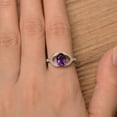 thumbnail image 4 of natural amethyst ring oval cut February birthstone purple gemstone ring sterling silver engagement ring, 4 of 4