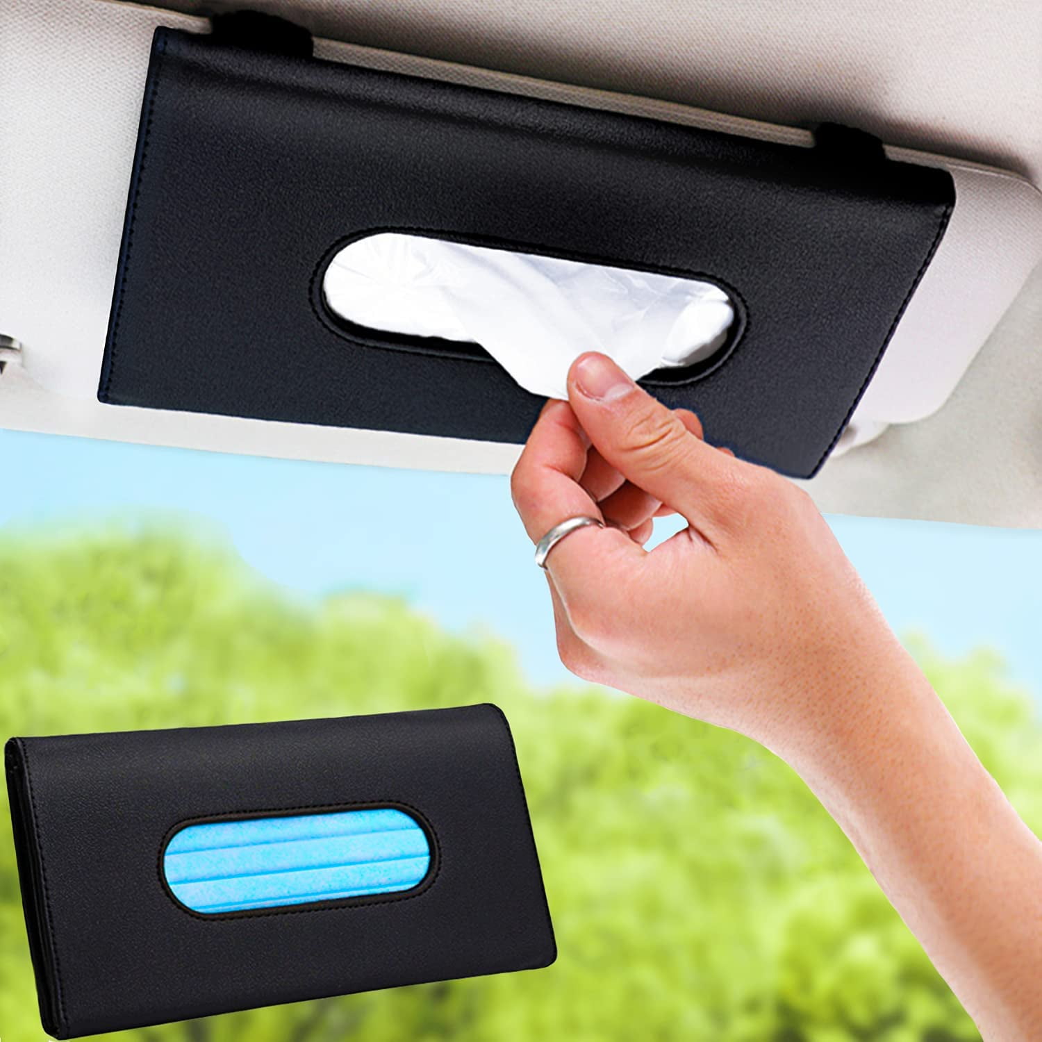 Buy Car Tissue Holder,Hanging Paper Towel Clip,PU Leather Tissue Box