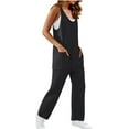 thumbnail image 2 of Womens Ribbed Knit Jumpsuit Sweater Romper Sleeveless Pajamas Loungewear Long Pants Romper With Pockets, 2 of 7
