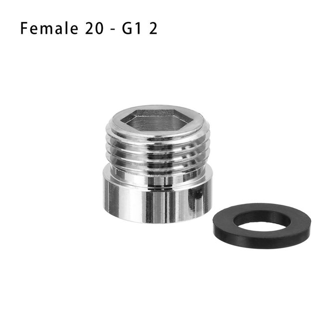 Conector de aireador de grifo de metal con rosca exterior e interior, adaptador de ahorro de agua para grifo de cocina de 16/18/20/22/24/26/28/32 a G1 2