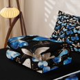 thumbnail image 5 of Erosebridal Cute Butterfly Zipper Queen Comforter Set with Fitted Sheet and 2 Pillowcases, Kawaii Animal Zipper Bedding Set, Black Reversible, Navy Blue, Black Reversible, 5 of 7