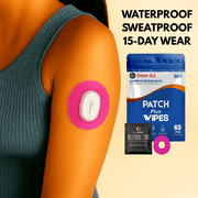 OhmRx Dexcom G7 & Stelo Adhesive Patch + OHM PREP Skin Prep Wipe – Waterproof, Pre‑Cut Pink Patch Combo, 25‑Pack