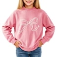 thumbnail image 3 of Girls Bow Print Crewneck Sweatshirt Pink Cotton Long Sleeve Pullover for Kids,Size 12-13T, 3 of 7