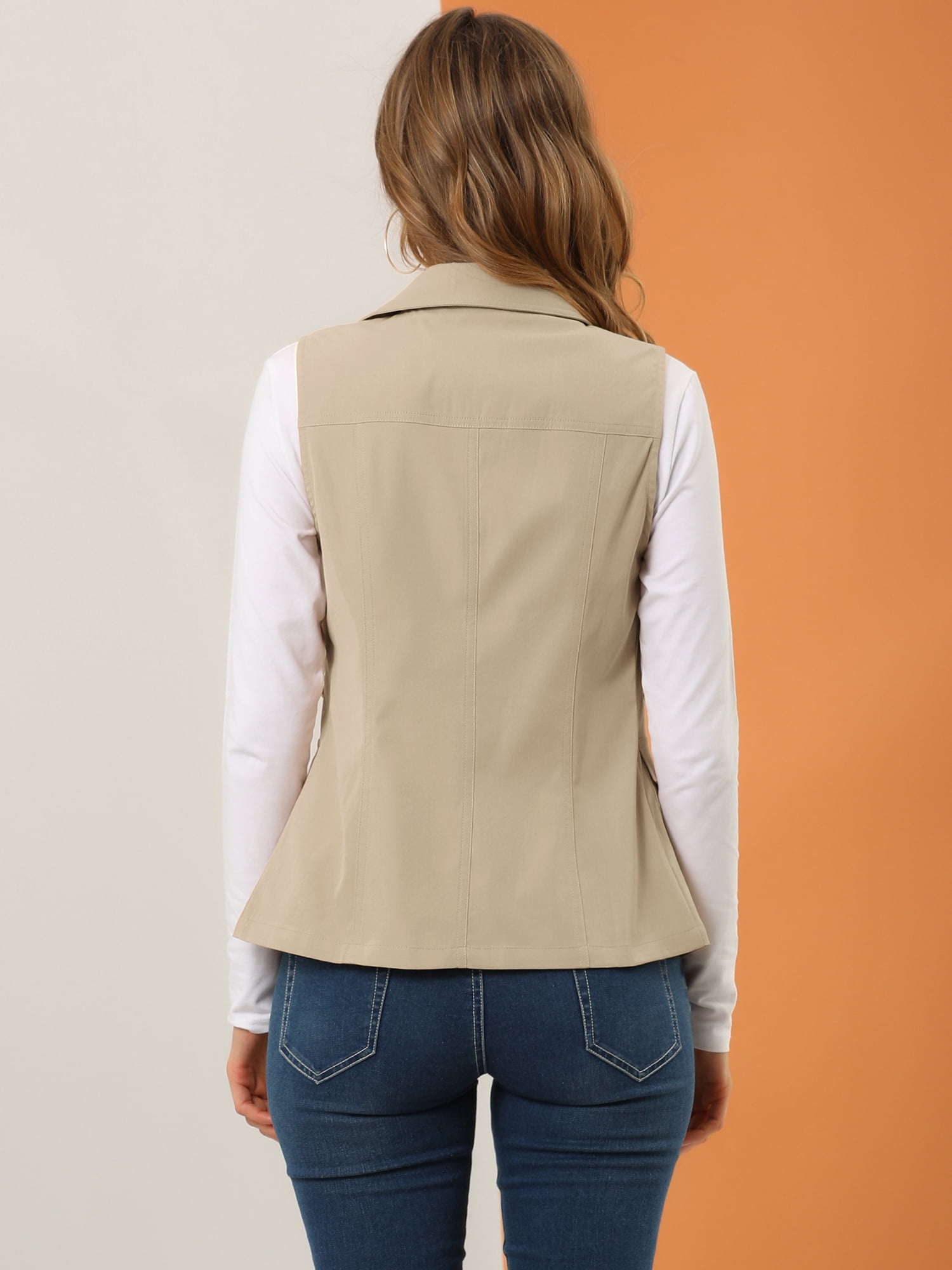 DARING DIVA Women's Travel Vest with Pockets Sleeveless Cargo Utility Vest 3XL Khaki