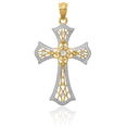 thumbnail image 5 of 14K Solid Yellow Gold Holy Cross Necklace Religious Chain Pendant Jesus Christ Charm, 5 of 12
