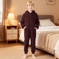 thumbnail image 6 of Jamsmile Kids Fuzzy Fleece Hooded Onesie Zip Up Jumpsuit Boys Girls Warm Winter Wear Fuzzy Warm Jumpsuit, 6 of 8