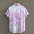 thumbnail image 6 of Stamzod Mens Short Sleeve Button Down Shirts Summer Gradient Printing Turndown Hawaiian Shirts Casual Loose Vacation Beach Shirts for Men Purple XXL, 6 of 6