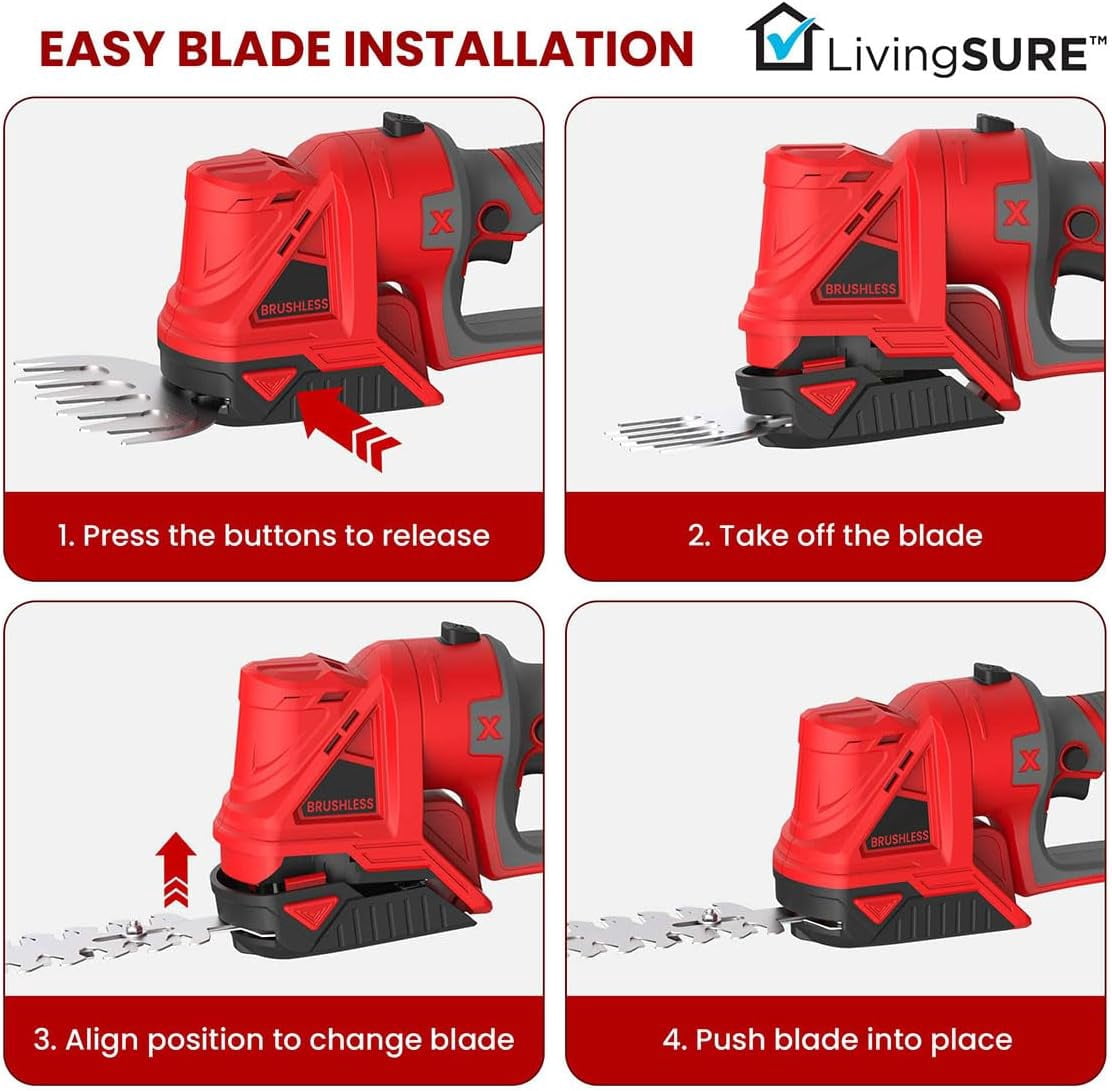 2-in-1 Cordless Mini Hedge Trimmer Electric Dual-Function Gardening Power Tool for Shrubs and Lawns