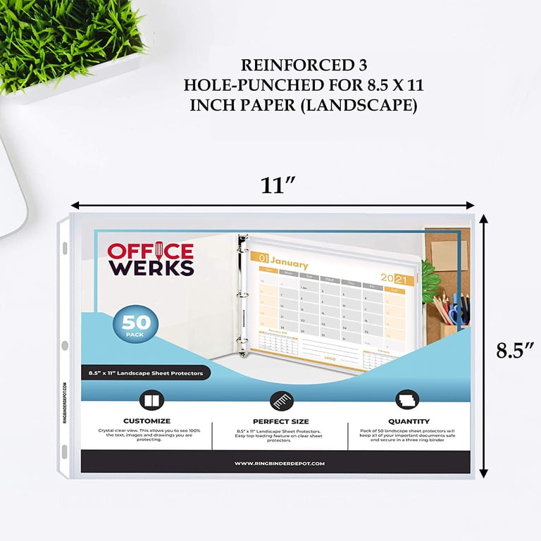Shuban A4 Size Transparent Sheet Protectors Top Loading, Clear, Reinforced 11-Hole, Acid-Free