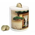 thumbnail image 2 of Shutters Piggy Bank, Basket of Flowers Historic Building Window Classic Lace Theme Inside Image, Ceramic Coin Bank Money Box for Cash Saving, 3.6" X 3.2", Beige Green, by Ambesonne, 2 of 4