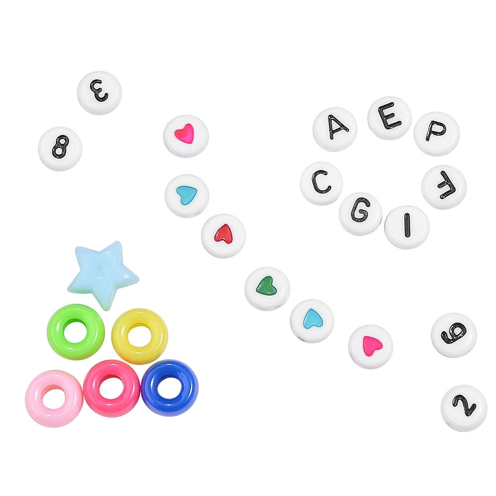 DIY Kids Bracelet Jewelry Kits with Acrylic Beads Clear Elastic Crystal Thread Stainless Steel Big Eye Beading Needles Mixed Color Flat Round Beads: 7x4mm Hole: 1~1.3mm 1440pcs