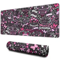 Long Mouse Pads for Desk,Pink Breast Cancer and Love Desk Mats on Top Of Desks, Desk Mouse Pad Extra Large with 3mm Non-Slip Base and Stitched Edge for Gaming,Office,Work,Home 31.5x11.8in