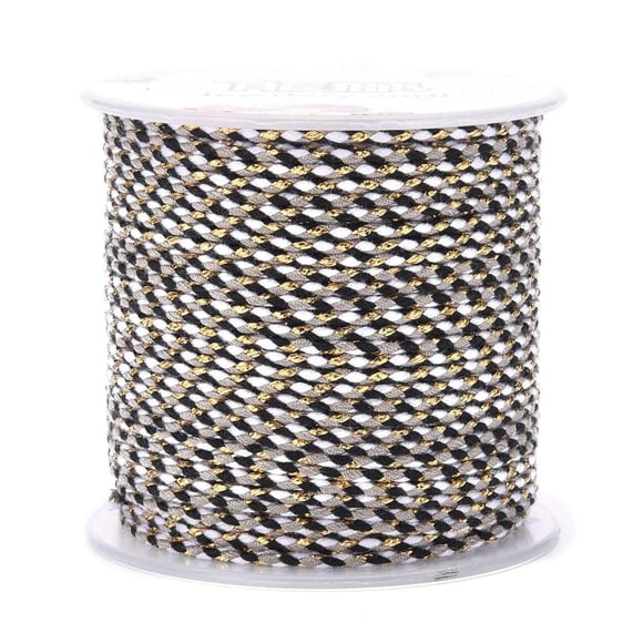 4-Ply Polycotton Cord Handmade Macrame Cotton Rope with Gold Wire for String Wall Hangings Plant Hanger DIY Craft String Knitting Black 1.5mm about 21.8 yards(20m)/roll
