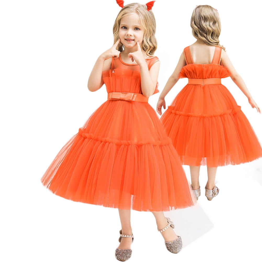 URMAGIC Toddler Little Girls Princess Orange Dress for Halloween