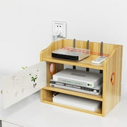 Catekro Wooden WiFi Router Storage Box Wall Shelves Stuff 3 compartments for Bedroom, Living Room