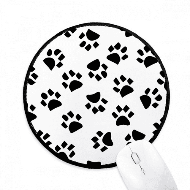 Tapis de Souris Motif Empreinte de Chat Motif Grain Animal pour Bureau Rond pour Ordinateur
