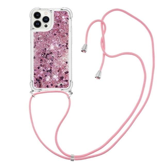 Funda FOXDOCK para iPhone 15 Pro Max con Cuerda Ajustable, Brillo Líquido, Protección Antigolpes y Lente – Ideal para Regalo