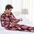 thumbnail image 6 of Balery Rose Flowers Pattern Pajama Sets for Men Long Sleeve 2 Piece Sleepwear Loungewear Sets Soft PJ's with Pockets Long Sleeve Comfy Pj Sets-Large, 6 of 7