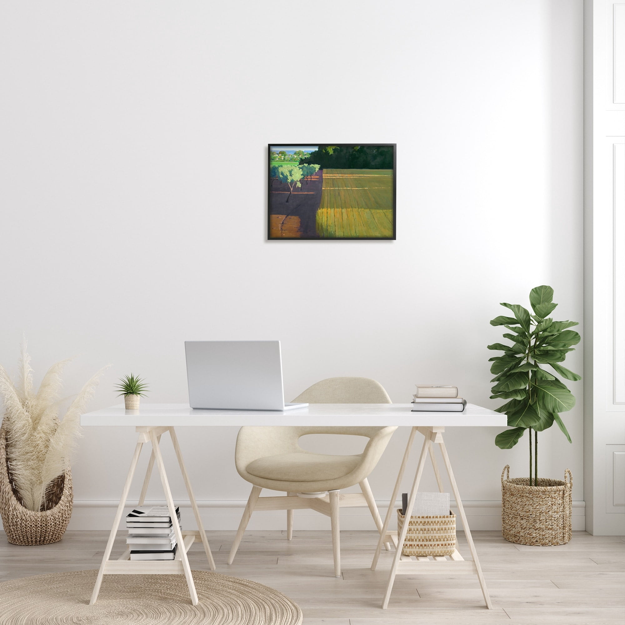 Stupell Industries Orderly Orchard Farm Land Vast Grassland Field Graphic Art Black Framed Art Print Wall Art, Design by Ian Roberts