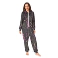 thumbnail image 2 of FORMRS Onesies Pajama for Adults Unisex Hoodie Winter Jumpsuit One Piece Sleepwear, Sizes S-2XL, Dark Purple Floral Pattern, 2 of 7