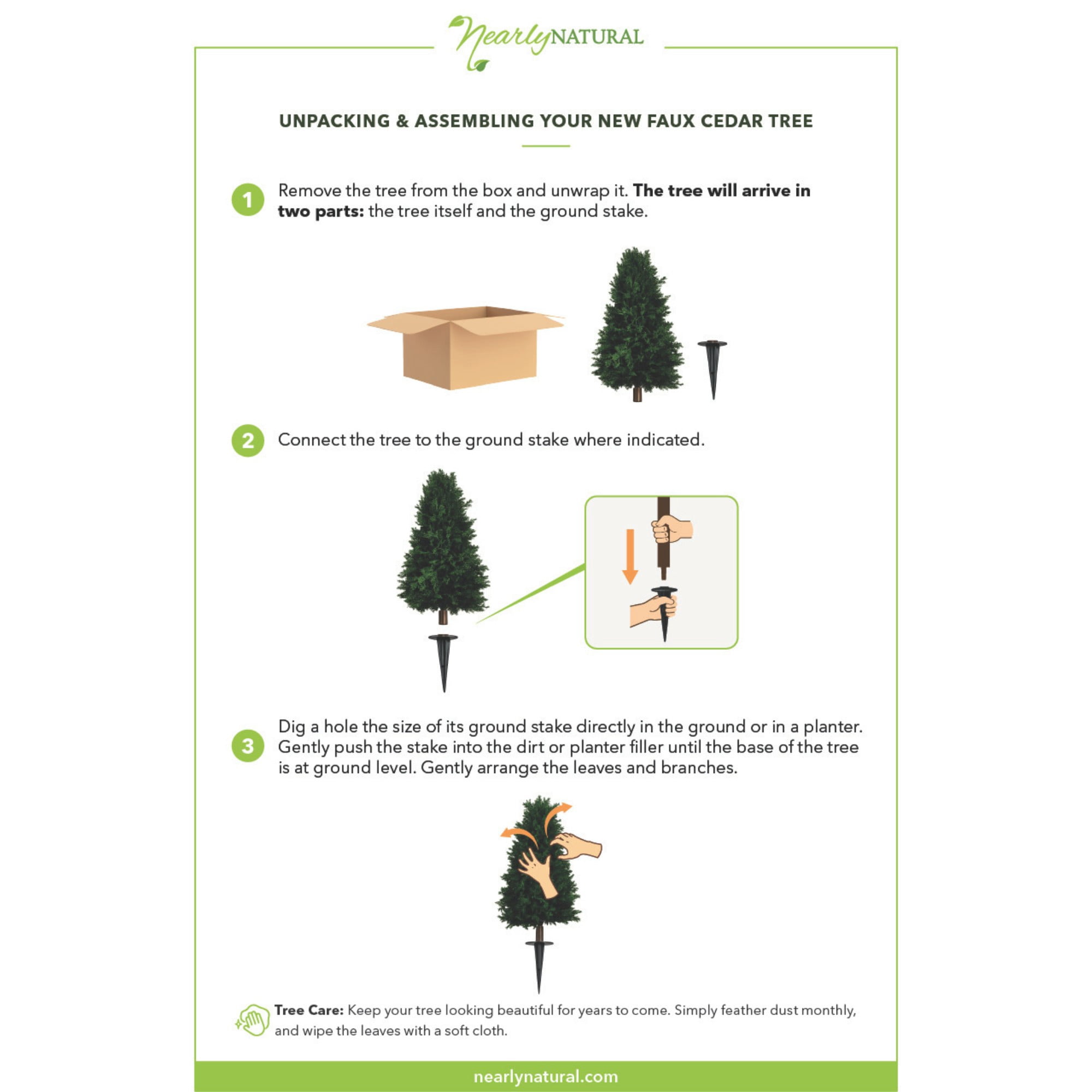 Nearly Natural 2.5ft. UV Resistant Artificial Cedar Plant with Integrated Ground Stake (Indoor/Outdoor) - Set of 2