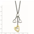 thumbnail image 2 of Chisel Stainless Steel Yellow IP-plated Heart with Hearts with CZ Necklace, 2 of 2