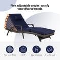 thumbnail image 3 of UHOMEPRO Outdoor Chaise Lounge Chair Furniture Sets of 2, Rattan Patio Reclining Chair Set w/ Adjustable Backrest Cushion, Wicker Lounge Chair On Clearance, 5-Level Angles Adjust Backrest, Dark Blue, 3 of 7