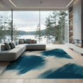 thumbnail image 2 of ODIKA 8'x10' Washable Area Rug Non-Shedding, Easy Care, Hallway Vintage Long Faded Abstract Asymmetrical Teal Motifs for King Size Bedroom Under Bed, Master Suite, 2 of 7