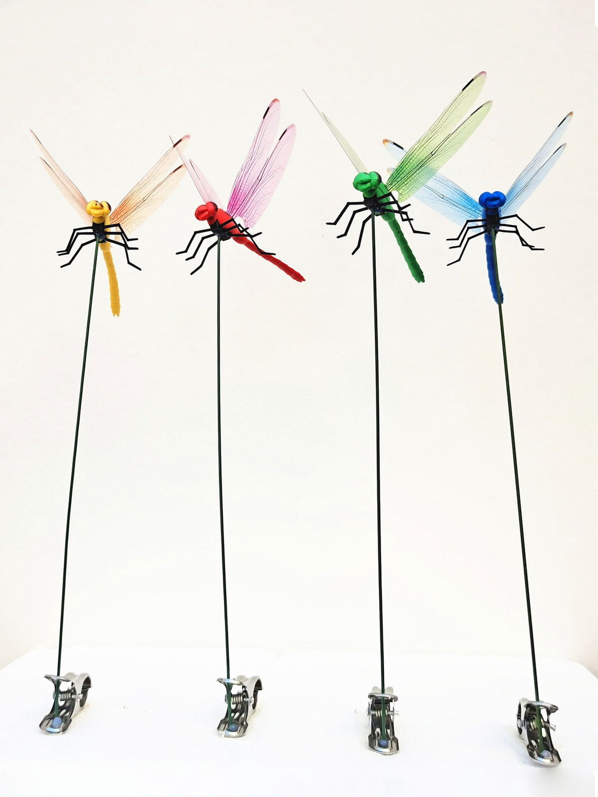 HaCpiu 8Pcs Dragon Fly Clips for Bugs Repellent, 12" Clip on Dragonfly for Outdoors, 3D Realistic Insect Garden Decoration for Patio, Lawn, Hat Clip Accessories & Yard Decor