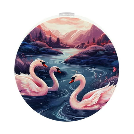 

Swan LED Round Night Light-2PCS Energy-Efficient Plug-in Ambient Lamp with Auto Sensor Compact & Versatile for Bedroom Bathroom and Hallway