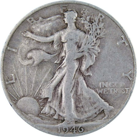 1946 S Liberty Walking Half Dollar F Fine 90% Silver 50c US Coin Collectible