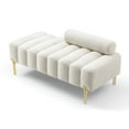 thumbnail image 6 of Modern Faux Fur Upholstered End of Bed Bench, 2 Seater Fluffy Ottoman Stool Footrest Sofa with Metal Legs for Entrway Bedroom Living Room, 6 of 12
