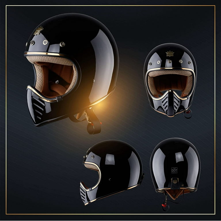  ROYAL M141 Full face Motorcycle Helmet - DOT Approved - Unisex,  Classic, Elegant Design (Matte Black, S) : Automotive