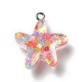 thumbnail image 3 of Transparent Resin Pendants with Platinum Tone Iron Loops & Glitter Powder Star Colorful 24x20x8mm Hole: 2mm, 3 of 4