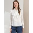 thumbnail image 3 of INSPIRE CHIC Camisas Abotonadas Para Mujer Blusa De Satén Con Cuello Anudado Tops Casuales De Negocios Blanco M, 3 of 6