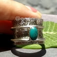 thumbnail image 4 of New Texture Spinner Ring - Turquoise Gemstone Ring - 925 Sterling Silver Ring - Statement Ring - Bohemian Ring - Spinning Band ring, 4 of 9